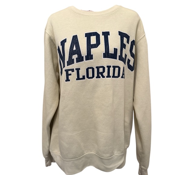 Tops - Yellow Sweatshirt with Blue Naples Florida Print
